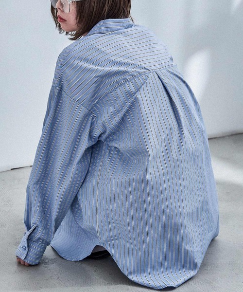 Fashion Letter(ファッションレター)の「オーバーサイズ ストライプシャツ(シャツ/ブラウス・レディース・ピンク/ブルー・M)」の10枚目の写真