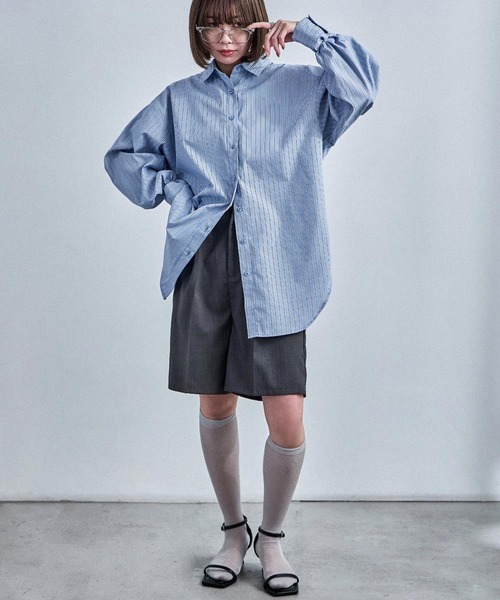 Fashion Letter(ファッションレター)の「オーバーサイズ ストライプシャツ(シャツ/ブラウス・レディース・ピンク/ブルー・M)」の12枚目の写真