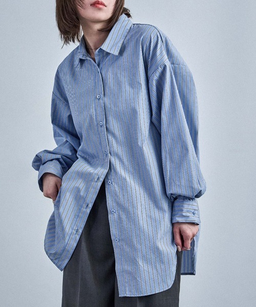 Fashion Letter(ファッションレター)の「オーバーサイズ ストライプシャツ(シャツ/ブラウス・レディース・ピンク/ブルー・M)」の13枚目の写真