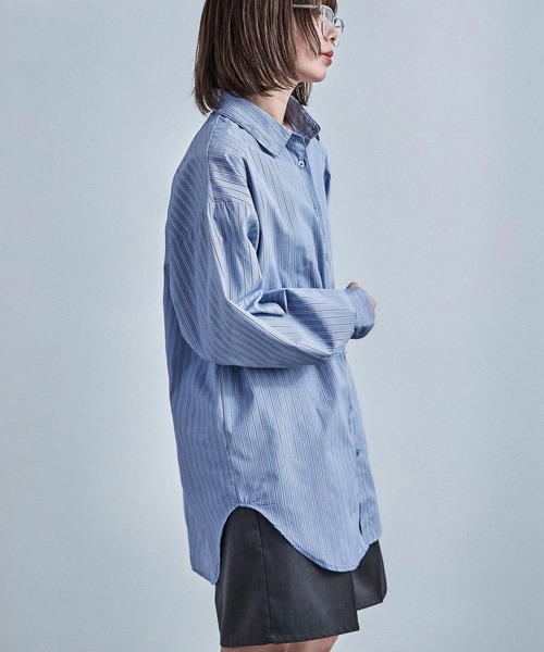 Fashion Letter(ファッションレター)の「オーバーサイズ ストライプシャツ(シャツ/ブラウス・レディース・ピンク/ブルー・M)」の14枚目の写真