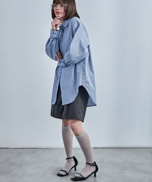 Fashion Letter(ファッションレター)の「オーバーサイズ ストライプシャツ(シャツ/ブラウス・レディース・ピンク/ブルー・M)」の15枚目の写真