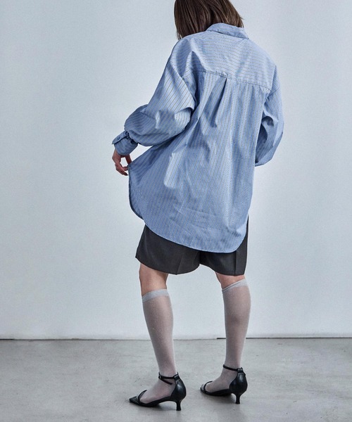 Fashion Letter(ファッションレター)の「オーバーサイズ ストライプシャツ(シャツ/ブラウス・レディース・ピンク/ブルー・M)」の18枚目の写真