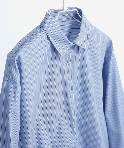 Fashion Letter(ファッションレター)の「オーバーサイズ ストライプシャツ(シャツ/ブラウス・レディース・ピンク/ブルー・M)」の5枚目の写真