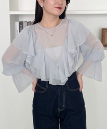 mysty woman | 【MiO企画】楊柳フリルブラウス2 329022(シャツ/ブラウス)