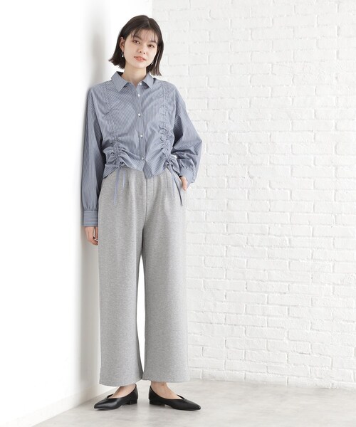 THE SHOP TK （ザ ショップ ティーケー ）の「リボンギャザーシャツ【洗濯機OK】（シャツ/ブラウス・レディース・ブルー系7/オフホワイト・12/13）」の5枚目の写真