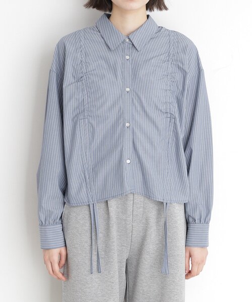 THE SHOP TK （ザ ショップ ティーケー ）の「リボンギャザーシャツ【洗濯機OK】（シャツ/ブラウス・レディース・ブルー系7/オフホワイト・12/13）」の20枚目の写真