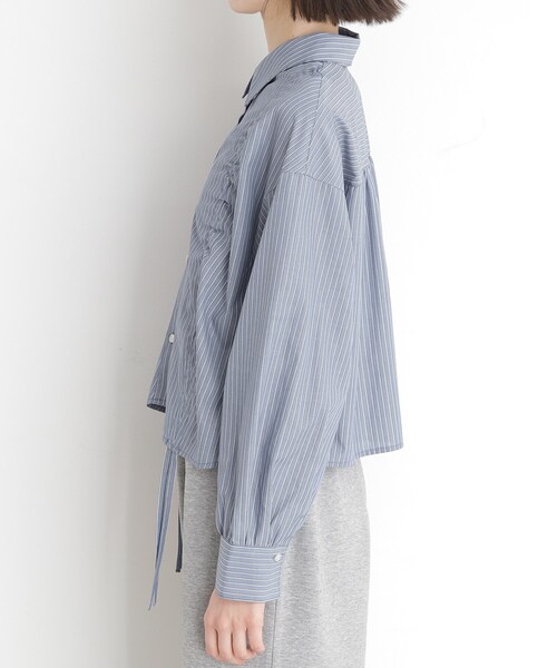 THE SHOP TK （ザ ショップ ティーケー ）の「リボンギャザーシャツ【洗濯機OK】（シャツ/ブラウス・レディース・ブルー系7/オフホワイト・12/13）」の19枚目の写真