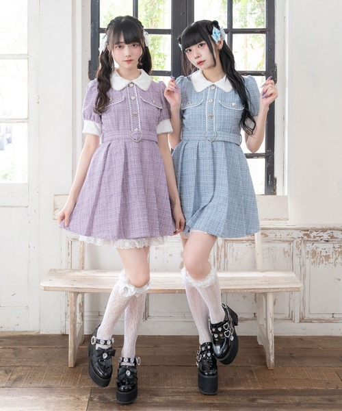 夢展望 DearMyLove サマーツイードハートパールワンピース 3L サマーツイードハートパールワンピース – レディース