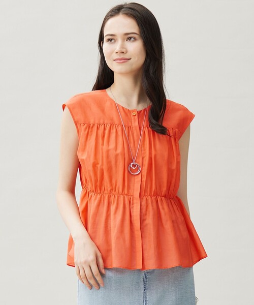 自由区(ジユウク)の「シルクコットンローンフレンチスリーブ ブラウス(シャツ/ブラウス・レディース・ブラック系/ダルブルー系/オレンジ系・44/46)」の3枚目の写真