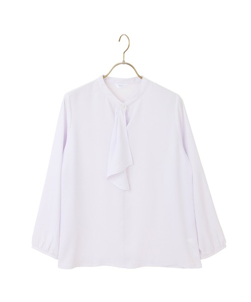 AOYAMA（アオヤマ）の「【6色から選べる！一枚でも透けにくい】長袖ボウタイブラウス/ホワイト/ベージュ/ラベンダー/ネイビー/ブラック/ブラウン｜通勤＆オフィス＆入卒＆セレモニー＆オケージョン｜手洗い可能｜〈オフィスでもお休みの日でも〉（シャツ/ブラウス・レディース・ベージュ/ホワイト/ラベンダー/ネイビー/ブラウン/ブラック・M/L/S/LL）」の17枚目の写真