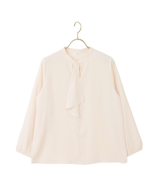 AOYAMA（アオヤマ）の「【6色から選べる！一枚でも透けにくい】長袖ボウタイブラウス/ホワイト/ベージュ/ラベンダー/ネイビー/ブラック/ブラウン｜通勤＆オフィス＆入卒＆セレモニー＆オケージョン｜手洗い可能｜〈オフィスでもお休みの日でも〉（シャツ/ブラウス・レディース・ベージュ/ホワイト/ラベンダー/ネイビー/ブラウン/ブラック・M/L/S/LL）」の14枚目の写真