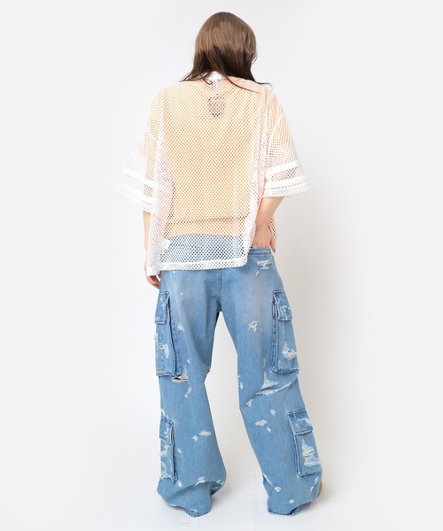 RNA(アールエヌエー)の「M2477 アップリケメッシュオーバーT(Tシャツ/カットソー・レディース・オレンジ/ホワイト/ブラック・MEDIUM)」の15枚目の写真