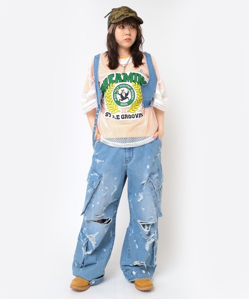 RNA(アールエヌエー)の「M2477 アップリケメッシュオーバーT(Tシャツ/カットソー・レディース・オレンジ/ホワイト/ブラック・MEDIUM)」の13枚目の写真