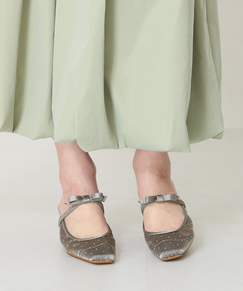 ORiental TRaffic（オリエンタルトラフィック）の「リボン ベルト ラインストーン シアー ミュール /51124（パンプス・レディース・ブラック/グレー・M/S/LL/L）」の10枚目の写真