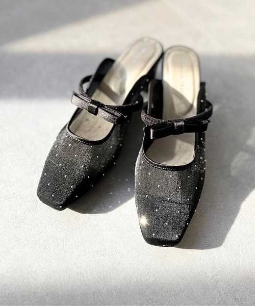 ORiental TRaffic（オリエンタルトラフィック）の「リボン ベルト ラインストーン シアー ミュール /51124（パンプス・レディース・ブラック/グレー・M/S/LL/L）」の18枚目の写真