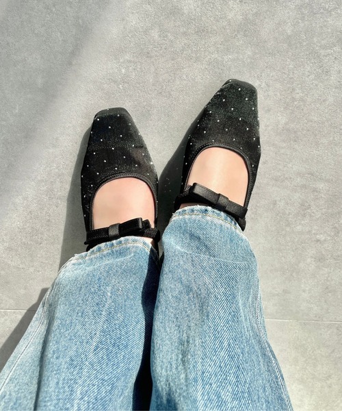 ORiental TRaffic（オリエンタルトラフィック）の「リボン ベルト ラインストーン シアー ミュール /51124（パンプス・レディース・ブラック/グレー・M/S/LL/L）」の21枚目の写真