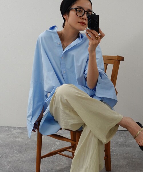 NOLLEY’S(ノーリーズ)の「【MAQWEL/マクウェル】ウォッシャブルワッシャーイージーワイドパンツ(その他パンツ・レディース・ベージュ/ブラック・38/36)」の5枚目の写真