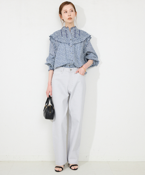 フリルピンタックブラウス　花柄　スローブイエナ スローブ イエナ SLOBE IENA 《WEB限定/追加2予約》フリル