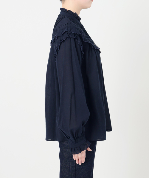 フリルピンタックブラウス　花柄　スローブイエナ スローブ イエナ SLOBE IENA 《WEB限定/追加2予約》フリル