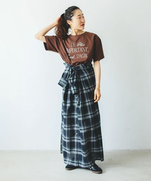 le.coeur blanc（ルクールブラン）の「シアーチェックシャツワンピース（シャツワンピース・レディース・ベージュ系その他2/ブルー系その他2/ブラック系その他・38）」の6枚目の写真