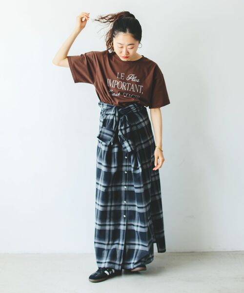 le.coeur blanc（ルクールブラン）の「シアーチェックシャツワンピース（シャツワンピース・レディース・ベージュ系その他2/ブルー系その他2/ブラック系その他・38）」の7枚目の写真