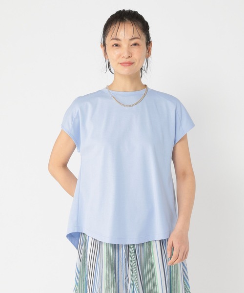 studio CLIP(スタディオクリップ)の「《ウタオ》UVカットバックギャザーTシャツ(Tシャツ/カットソー・レディース・ネイビー/ライトブルー・FREE)」の2枚目の写真