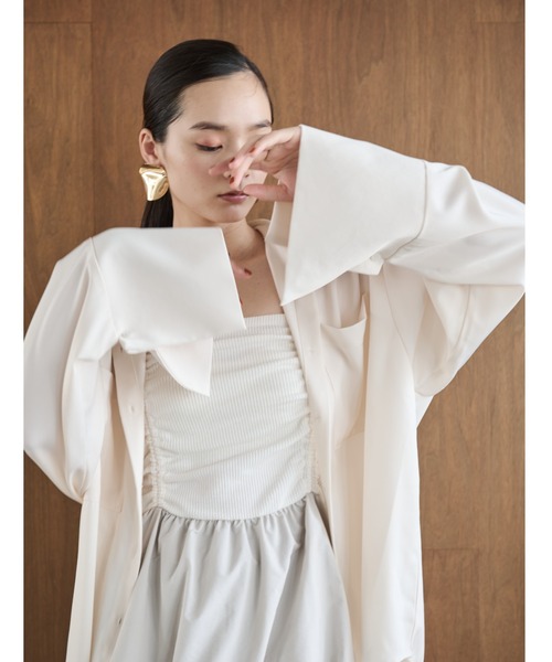 AIC.（エーアイシー）の「シャーリングバルーンキャミソール（キャミソール・レディース・アイボリー/チャコールグレー・FREE）」の12枚目の写真