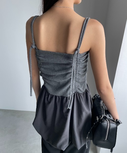 AIC.（エーアイシー）の「シャーリングバルーンキャミソール（キャミソール・レディース・アイボリー/チャコールグレー・FREE）」の20枚目の写真