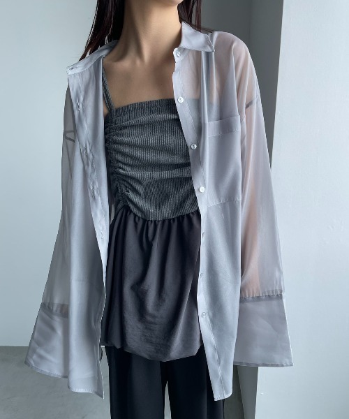 AIC.（エーアイシー）の「シャーリングバルーンキャミソール（キャミソール・レディース・アイボリー/チャコールグレー・FREE）」の17枚目の写真