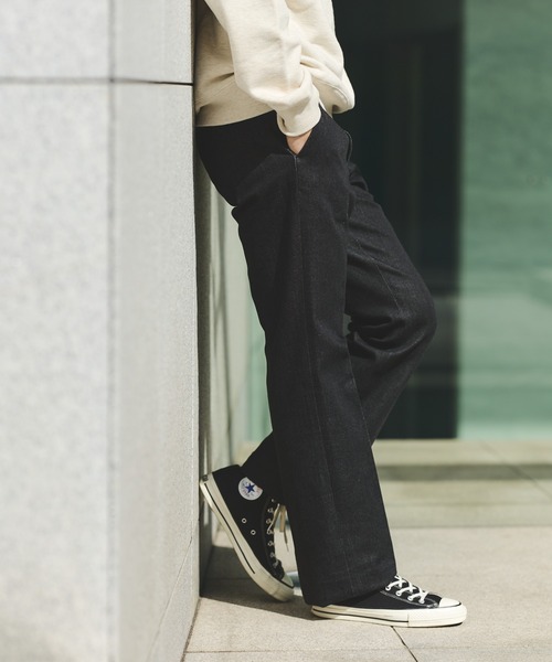 【takaot55】スラックス　BEAMS F　NEAT　CARUSO 別注】ORTELO / シューカット ノープリーツ デニム スラックス（その他
