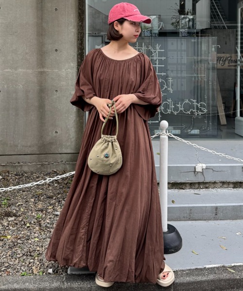 CIAOPANIC TYPY(チャオパニックティピー)の「【india】2WAYカフタンバルーンワンピース(ワンピース・レディース・ブラウン/ピンク/アイボリー/ブラック・ONE SIZE)」の3枚目の写真