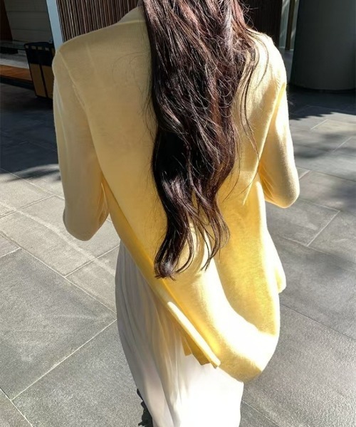 Ritzy(リッツィー)の「5色展開 透け感ニットカーディガン(カーディガン/ボレロ・レディース・イエロー/ホワイト/ピンク/ブラック/グレー・FREE)」の8枚目の写真