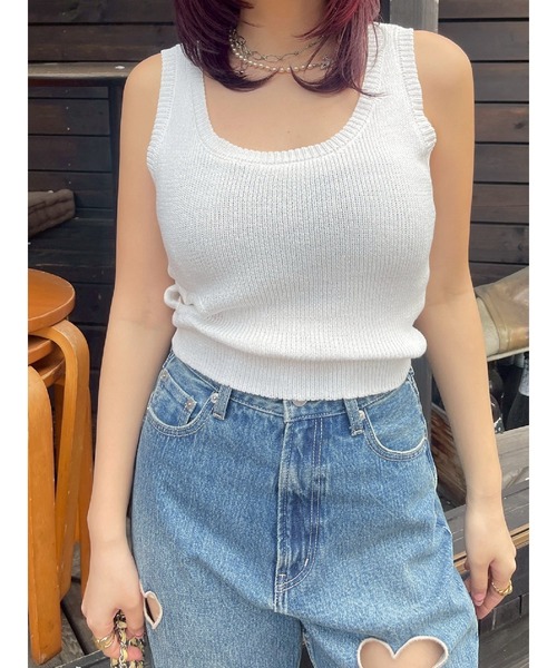 EVRIS(エヴリス)の「ハートカッティングニットトップス(ニット/セーター・レディース・ブラック/ブルー/ホワイト/ピンク・FREE)」の10枚目の写真