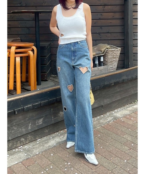 EVRIS(エヴリス)の「ハートカッティングニットトップス(ニット/セーター・レディース・ブラック/ブルー/ホワイト/ピンク・FREE)」の9枚目の写真