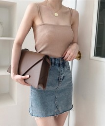 おしゃれスタ（オシャレスタ）の「リブ素材のダブルストラップキャミトップス（キャミソール）」