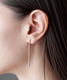 【ALLURELLE】silver925 ジルコニアロングチェーンピアス KNF-TP ※