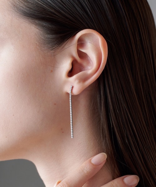 ALLURELLE(アリュレル)の「【ALLURELLE】silver925 ジルコニアロングチェーンピアス KNF-TP ※(ピアス(両耳用)・レディース・シルバー/ゴールド・FREE)」の7枚目の写真