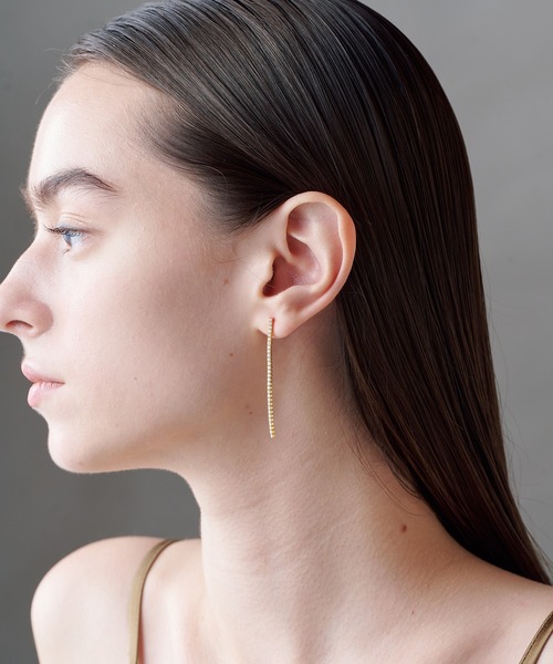 ALLURELLE(アリュレル)の「【ALLURELLE】silver925 ジルコニアロングチェーンピアス KNF-TP ※(ピアス(両耳用)・レディース・シルバー/ゴールド・FREE)」の5枚目の写真