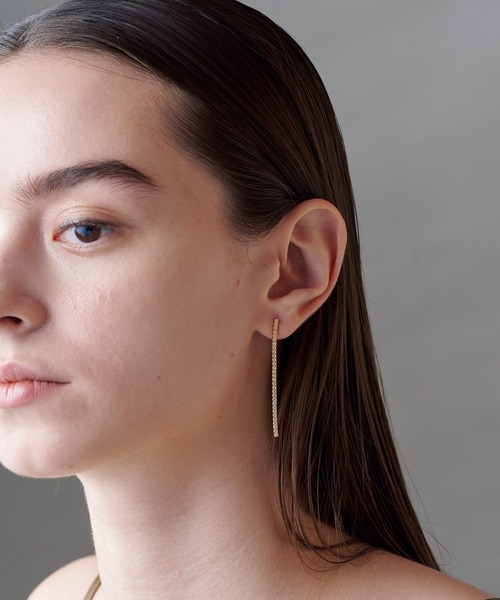 ALLURELLE(アリュレル)の「【ALLURELLE】silver925 ジルコニアロングチェーンピアス KNF-TP ※(ピアス(両耳用)・レディース・シルバー/ゴールド・FREE)」の4枚目の写真