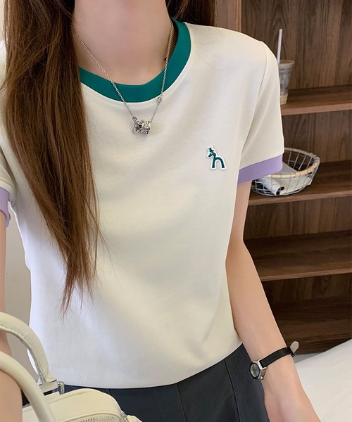 MAISON DE THERESE（メゾン ド テレーズ）の「半袖Tシャツ（Tシャツ/カットソー・レディース・ブルー/グリーン/ホワイト/パープル・M/L）」の5枚目の写真
