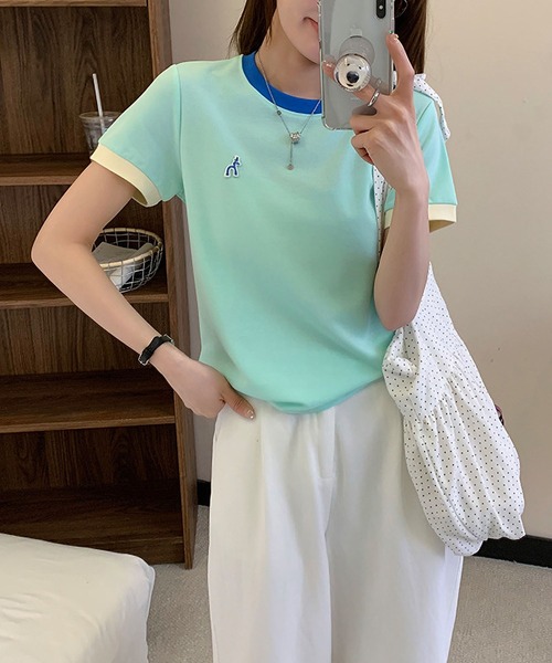MAISON DE THERESE（メゾン ド テレーズ）の「半袖Tシャツ（Tシャツ/カットソー・レディース・ブルー/グリーン/ホワイト/パープル・M/L）」の7枚目の写真