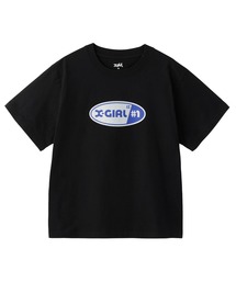 X-girl(GbNXK[)NUMBER 1 GLITTER OVAL LOGO S/S TEE(TVc/Jbg\[)
