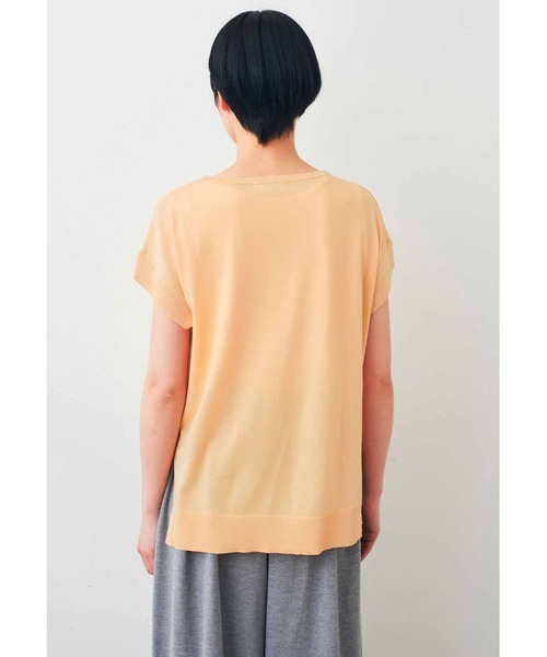 IEDIT(イディット)の「IEDIT 接触冷感でサラっと軽やか デザインフレンチスリーブニット(ニット/セーター・レディース・ダークブラウン/ホワイト/オレンジ・M/L/LL/3L/S)」の10枚目の写真