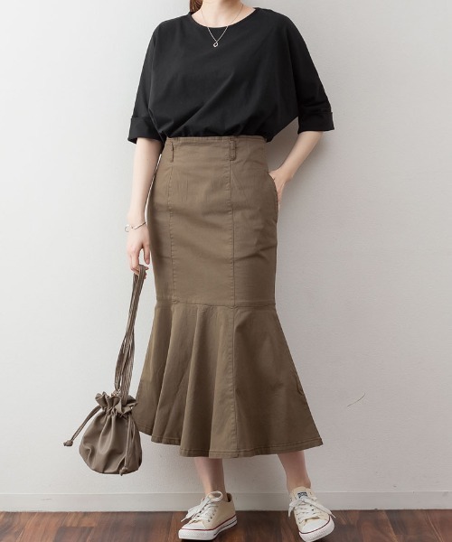 RCD（アールシーディー）の「オーバーサイズやわらかコットンTシャツ（Tシャツ/カットソー・レディース・モカ/ブラック/オフホワイト/杢グレー/チャコールグレー・M-L/LL～3L/4L～5L）」の10枚目の写真
