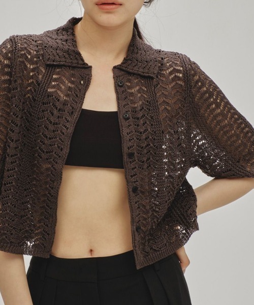 TODAYFUL/トゥデイフル] レース ニットシャツ