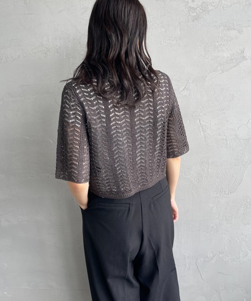 todayful レースニットカーディガン　ブラック　トゥデイフル TODAYFUL - TODAYFUL総レースカーディガン黒レーストップス