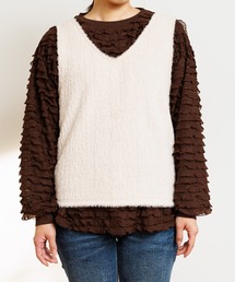 MAKE YOUR DAY（メイクユアデイ）の「ママとおそろい なみなみシアーレース長袖Tシャツ■ママサイズ（Tシャツ/カットソー）」