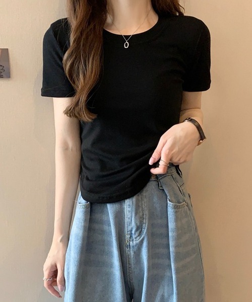 DiamondHearts（ダイヤモンドハーツ）の「スムースフィットベーシックTシャツ（Tシャツ/カットソー・レディース・ホワイト/ブラック・MEDIUM）」の3枚目の写真