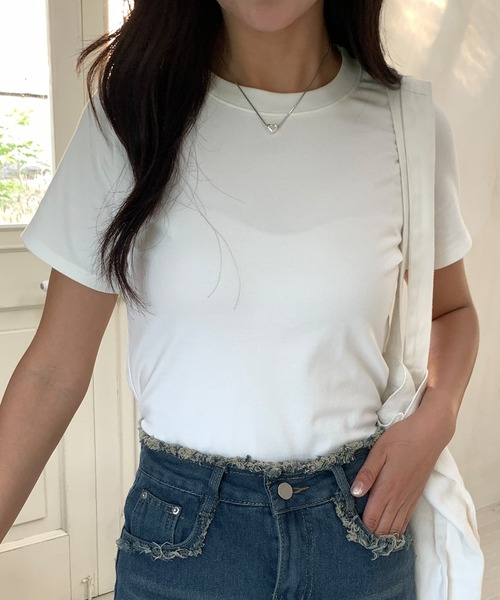 DiamondHearts（ダイヤモンドハーツ）の「スムースフィットベーシックTシャツ（Tシャツ/カットソー・レディース・ホワイト/ブラック・MEDIUM）」の12枚目の写真