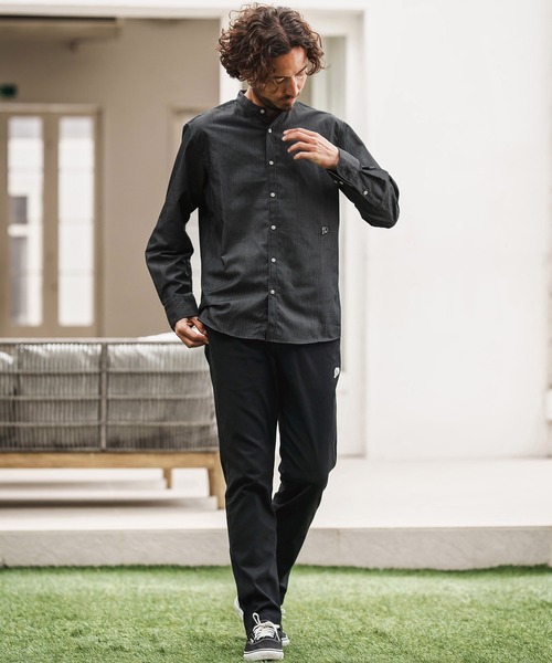 1minute 1second(ワンミニットワンセカンド)の「ms6159-oxford band collar shirt with logo print バンドカラーシャツ(シャツ/ブラウス・メンズ・ネイビー/ブラック×ホワイト/ブラック×ブラック・S/M/L/XL)」の8枚目の写真